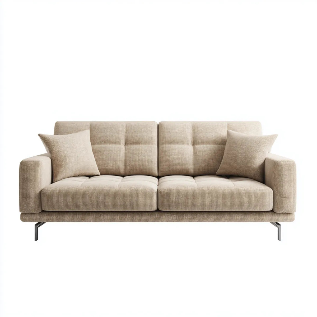 Canapé droit 3 places beige en polyester 210 x 90 x 85 cm