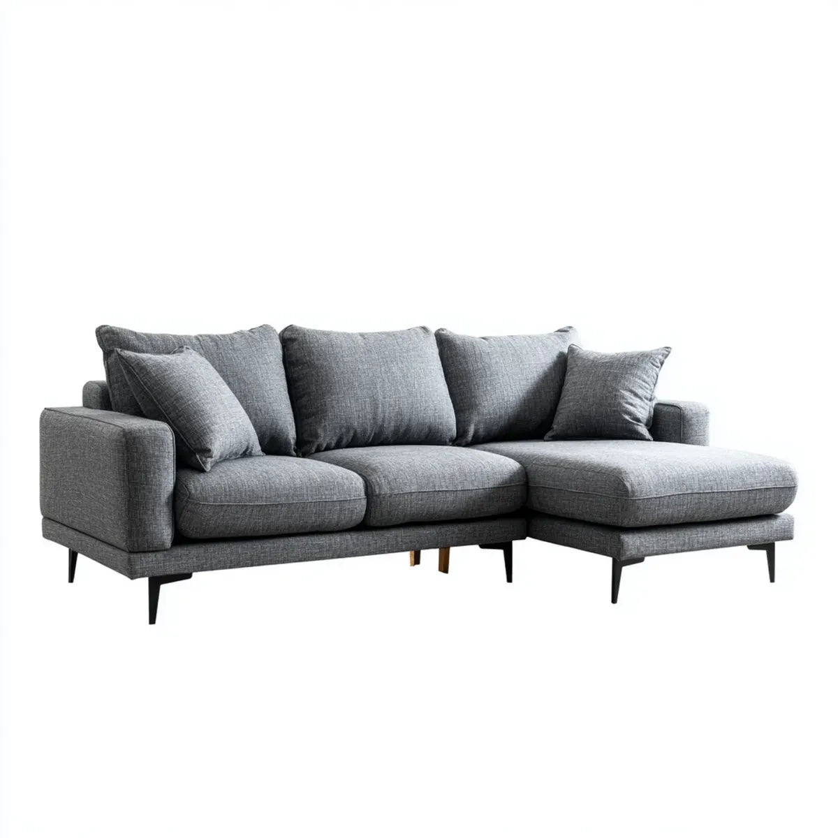 Canapé d'angle droit 3 places gris en polyester et acier 250 x 160 x 85 cm
