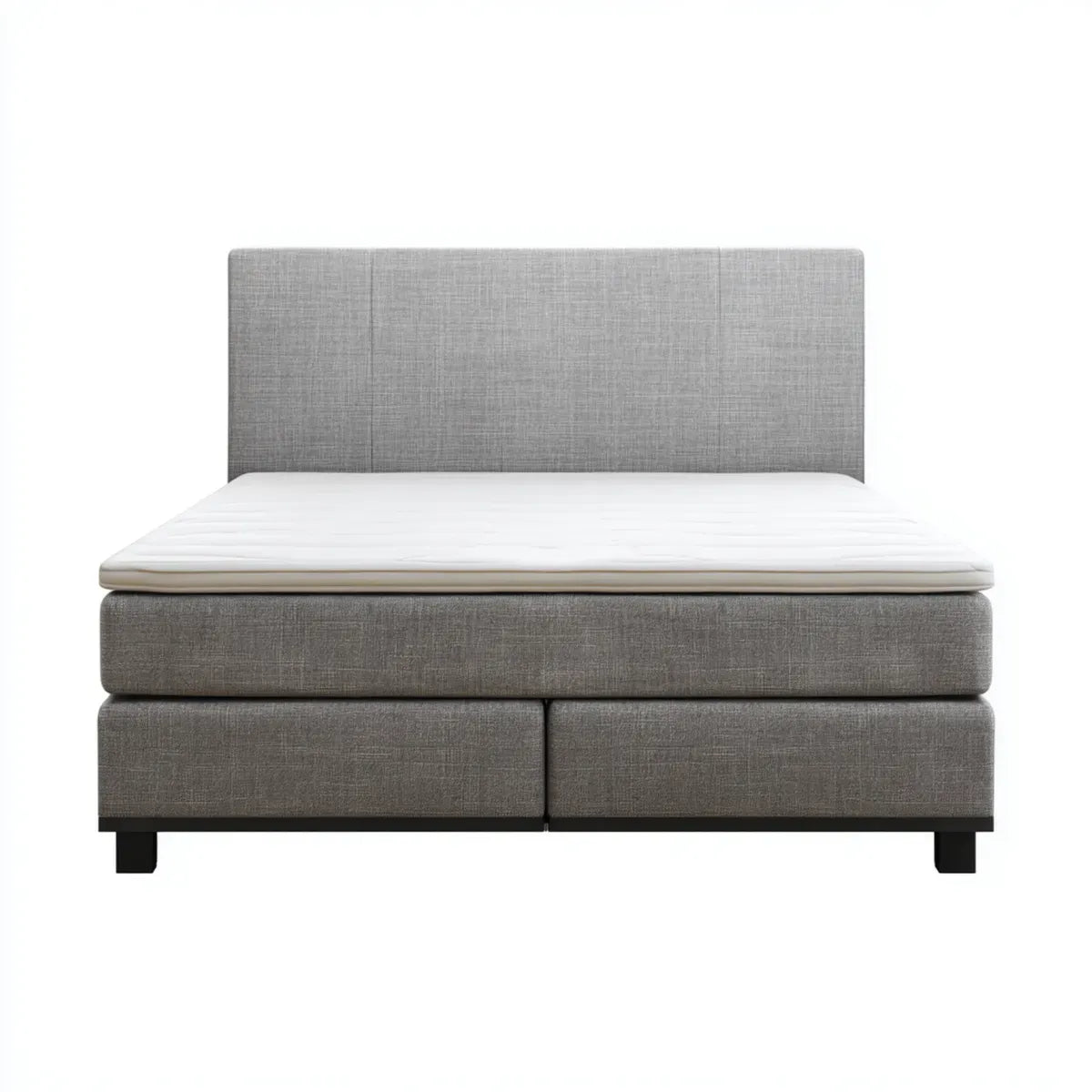 Lit double boxspring avec matelas gris 160 x 200 cm en polyester forme rectangulaire