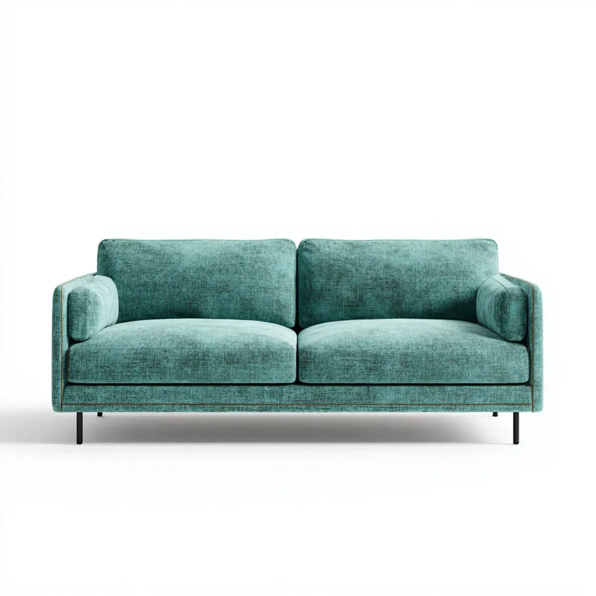 Canapé 2 places vert canard en velours de polyester droit 200 x 90 x 85 cm