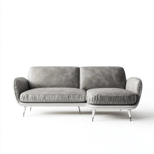 Canapé 3 places gris en similicuir PU rectangulaire 220 x 90 x 82 cm