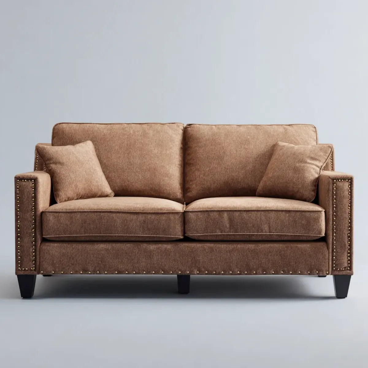 Canapé 2 places marron 160 x 90 x 88 cm en microfibre polyester forme droite