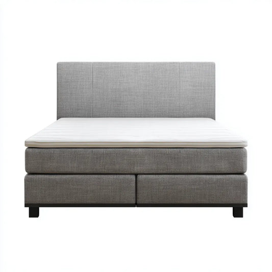 Lit double boxspring avec matelas gris 160 x 200 cm en polyester forme rectangulaire
