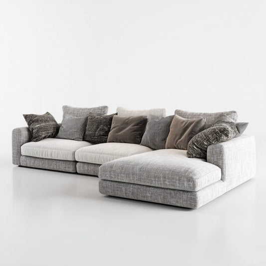 Canapé d'angle en L gris 290 x 170 x 85 cm revêtement polyester