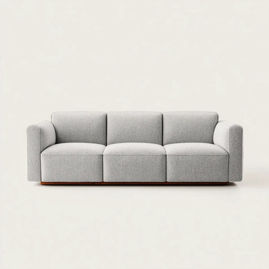 Canapé droit 3 places gris clair en polyester forme rectangulaire 240 x 90 x 80 cm