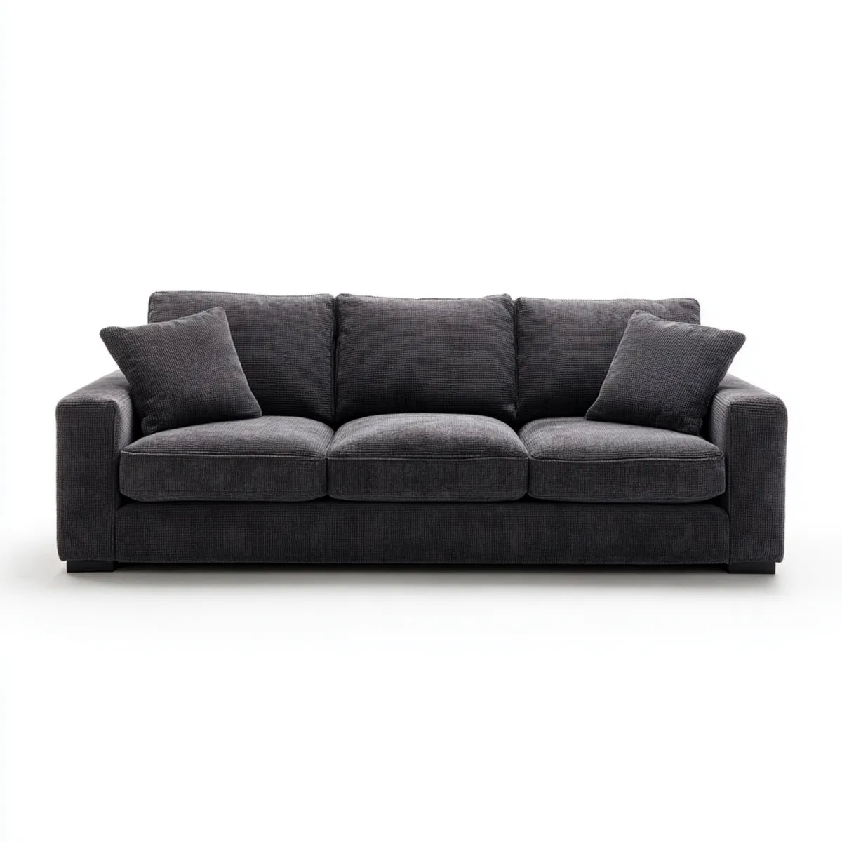 Canapé droit 3 places gris anthracite en polyester 220 x 95 x 85 cm