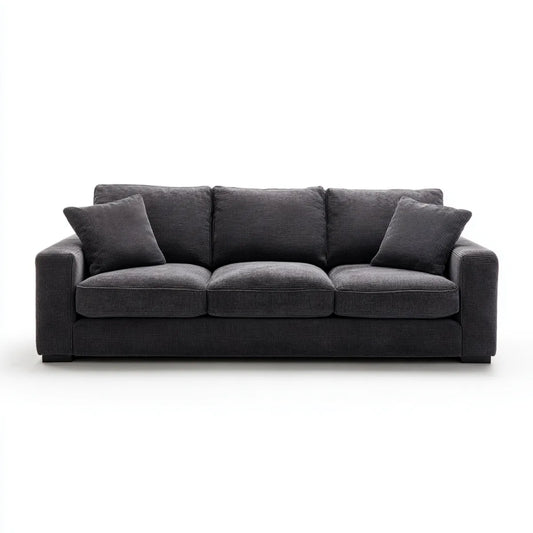 Canapé droit 3 places gris anthracite en polyester 220 x 95 x 85 cm